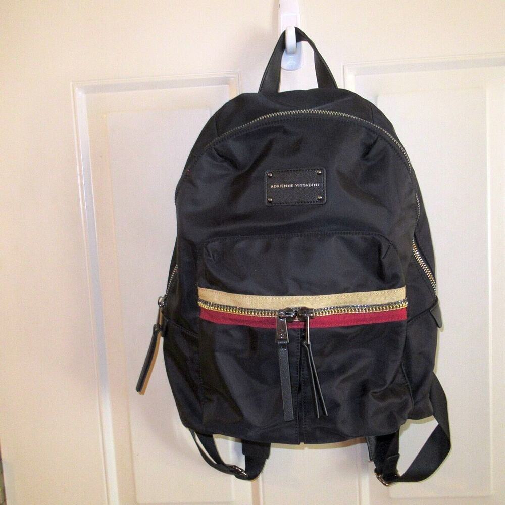 Adrienne Vittadini Black Nylon Backpack Large EUC